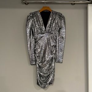 silver/sparkly longsleeve dress
